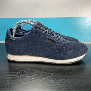 Woden dark navy blue cork insole sneakers